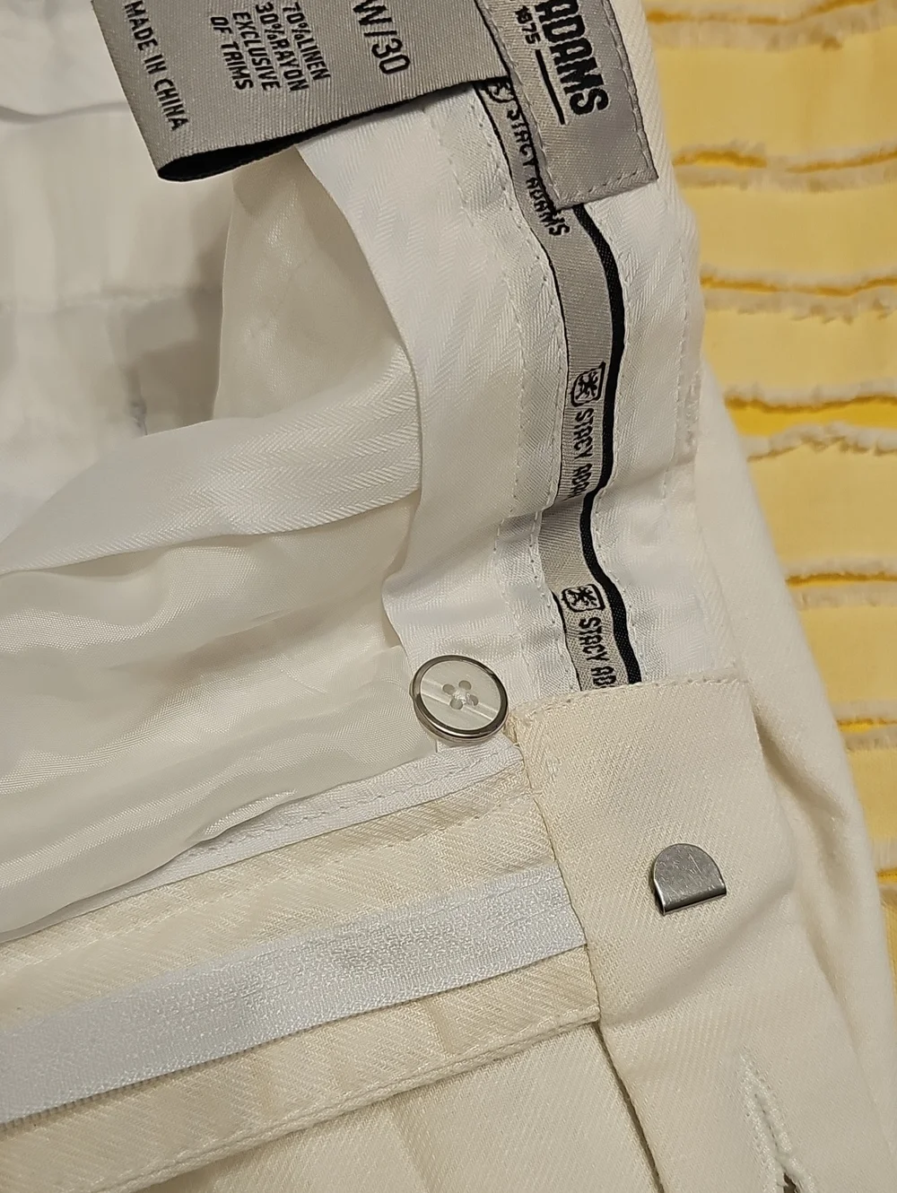 Stacy Adams Off-White Linen-Blend Trousers